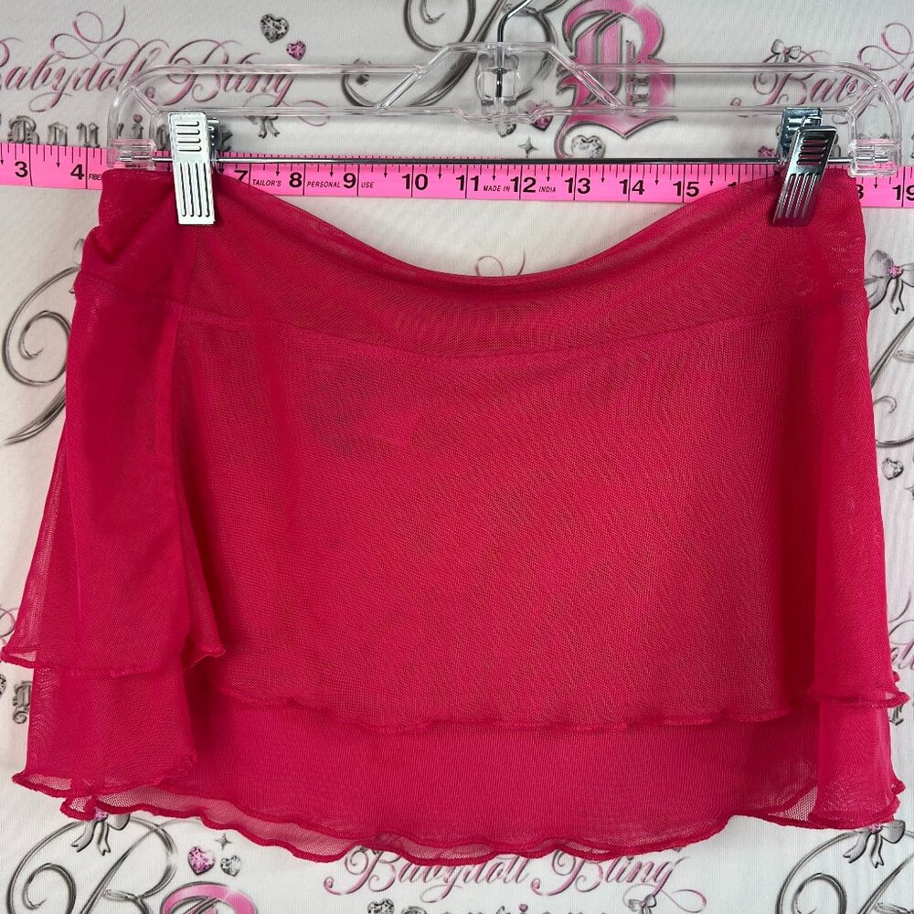 Aqua funky Neon pink fit-and flared flowy lightweight mini skirt summerwear mesh